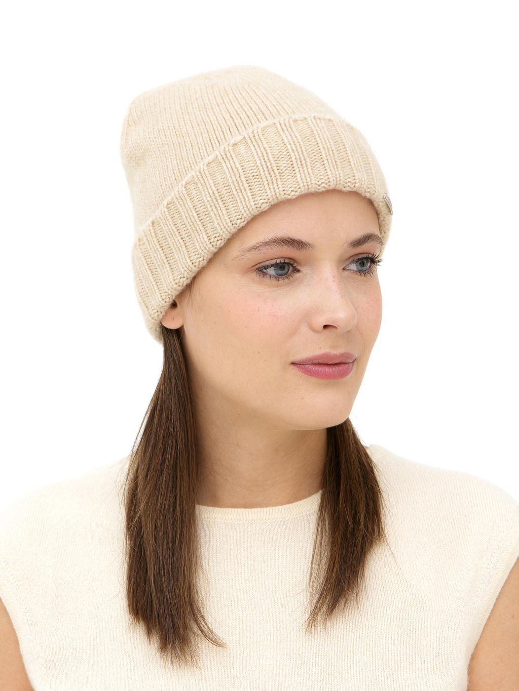 Шапка из кашемира 04247 бежевая