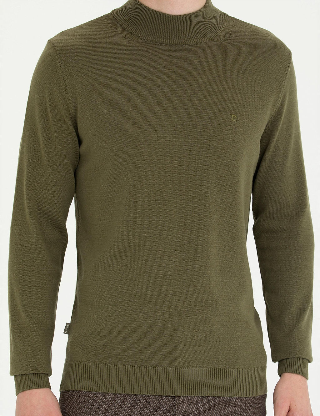 Koyu Haki Slim Fit Yar_m Bal_k__ Yaka Basic Triko Kazak - Pierre cardin фото 6
