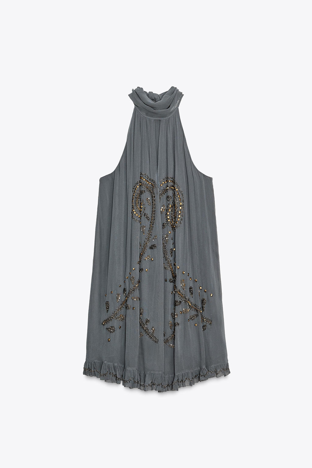 ZW COLLECTION EMBROIDERED HALTER DRESS - Zara фото 8