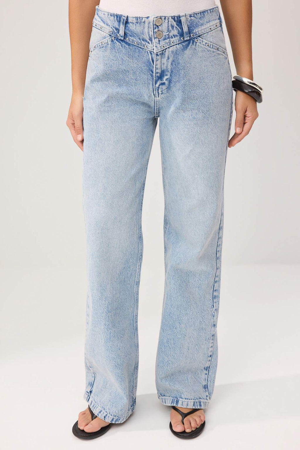 Gri Trok Detayl? Normal Bel %100 Pamuk Wide Leg Jeans TWOSS26JE00051 - Trendyolmilla фото 10