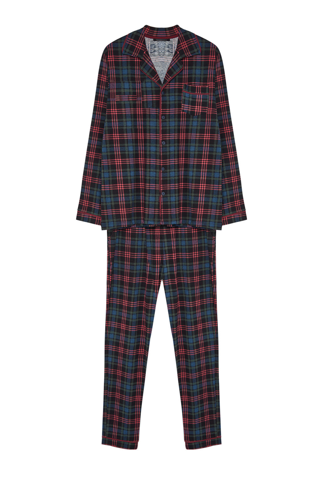 TRENDYOL MAN Lacivert Regular Fit Ekose Orme %100 Pamuk Pijama Tak?m? TMNAW24PT00026 - Trendyolmilla фото 6