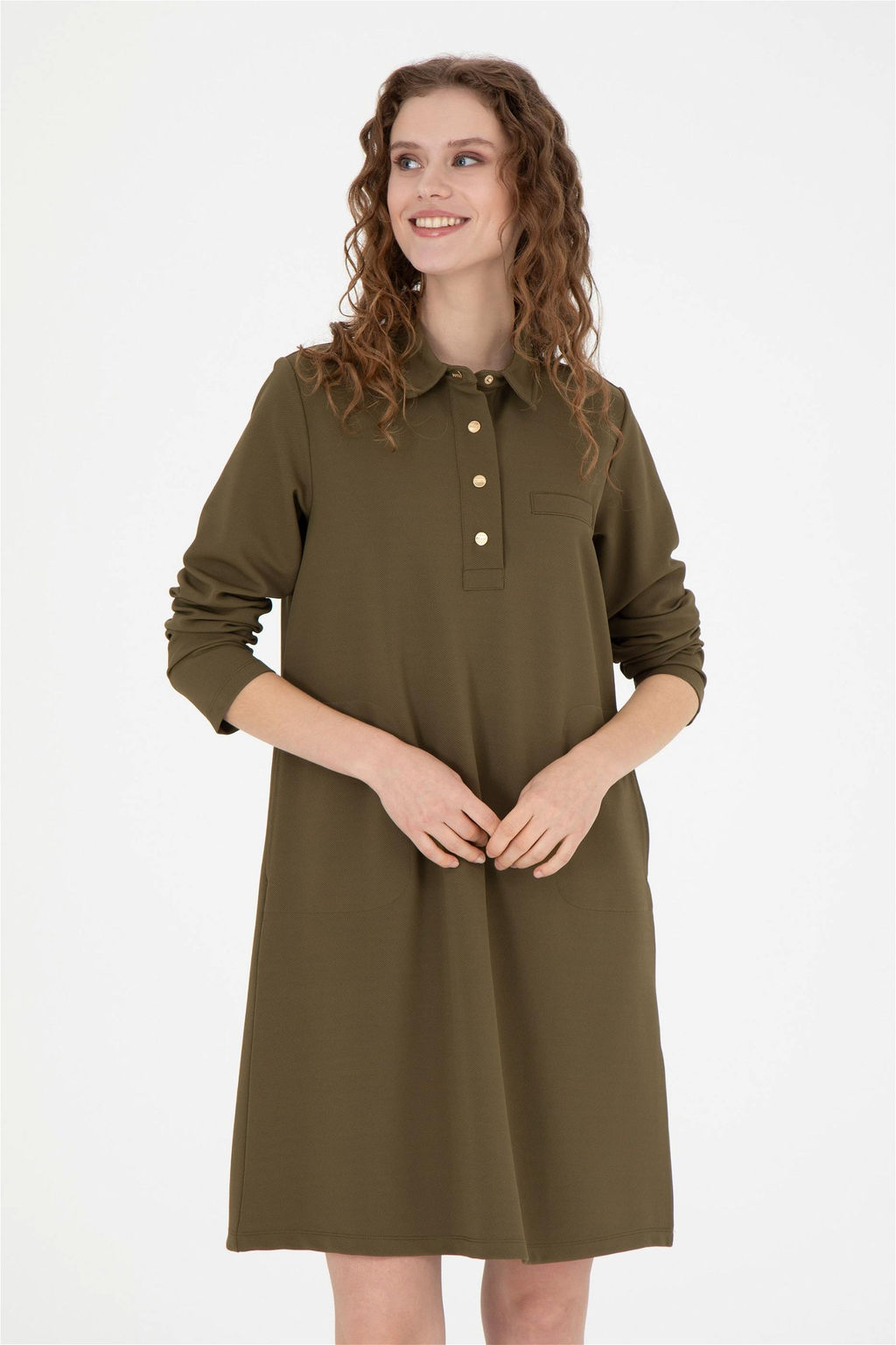 Женское трикотажное платье цвета хаки - U.s. polo assn фото 4