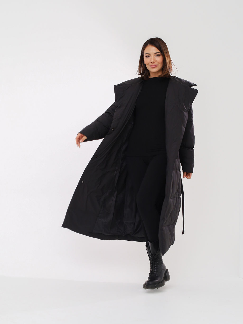 Пальто зимнее женское, черное - Inzibe фото 2