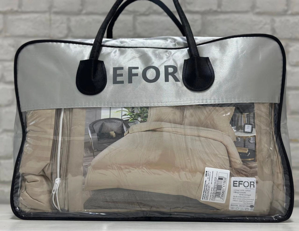КПБ EFOR PREMIUM SATIN BEJ с одеялом бежевый евро