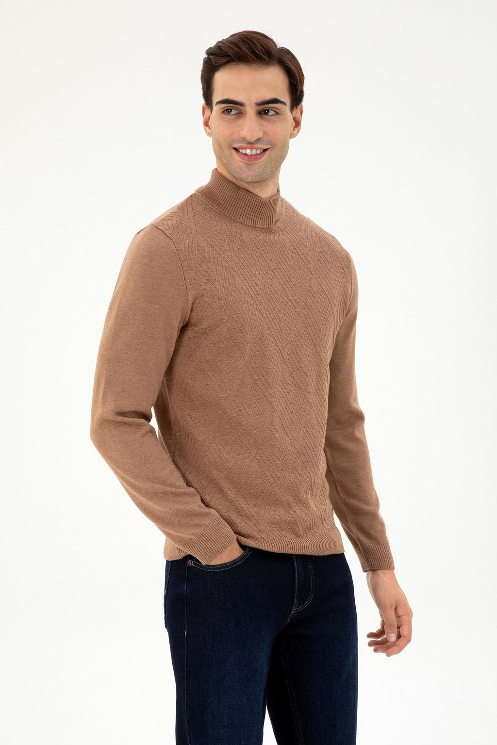 Мужской светло-коричневый меланжевый свитер Неожиданная скидка в корзине