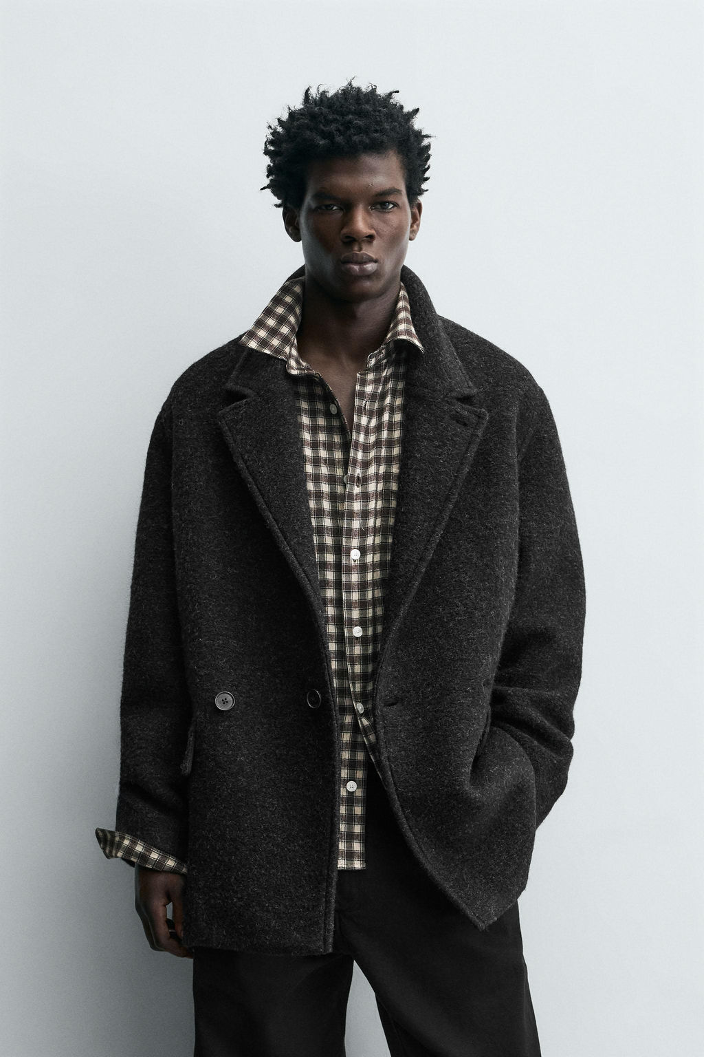 WOOL BLEND DOUBLE-BREASTED PEA COAT - Zara фото 2