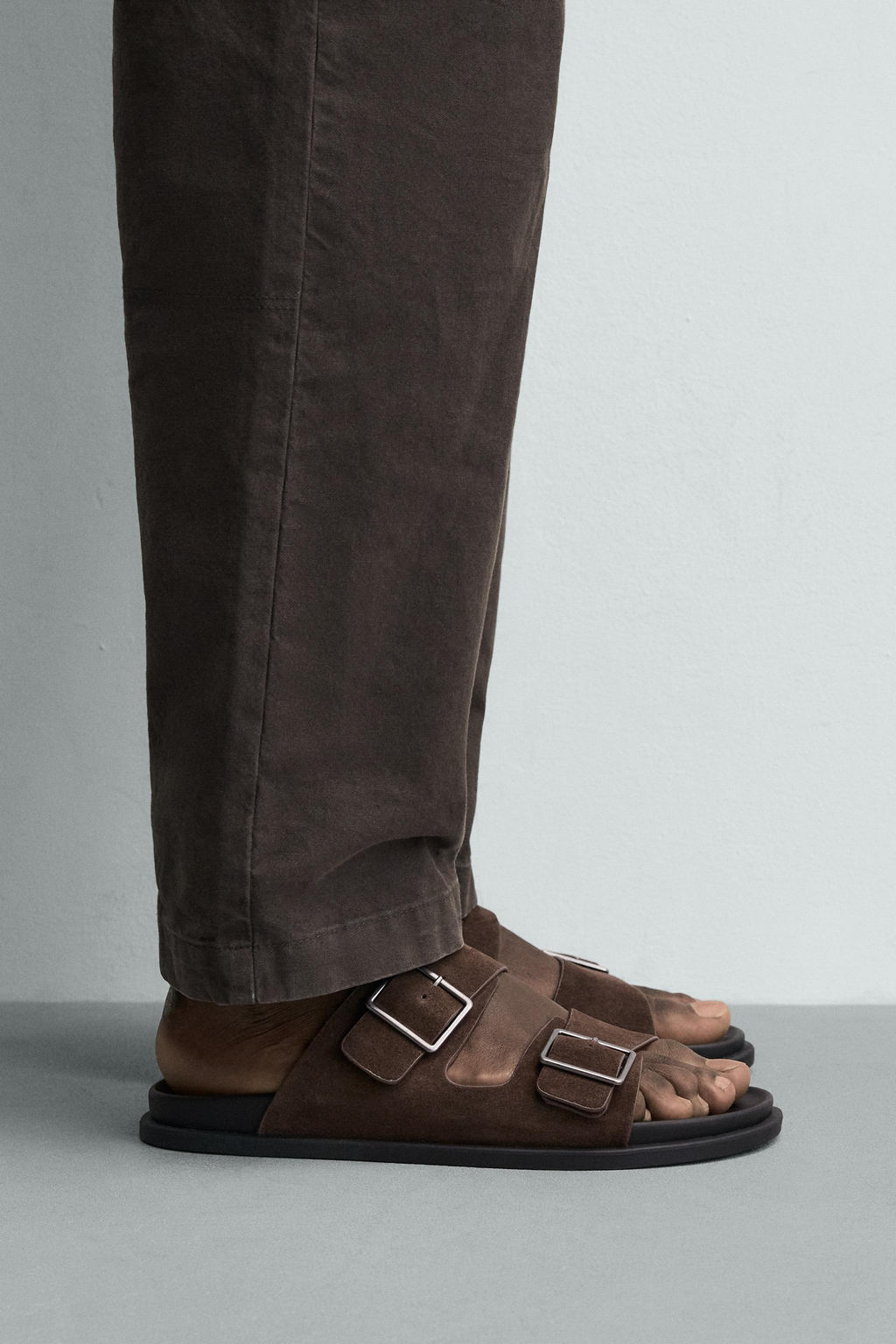 SANDALIA PIEL DOBLE TIRA / Marr?n