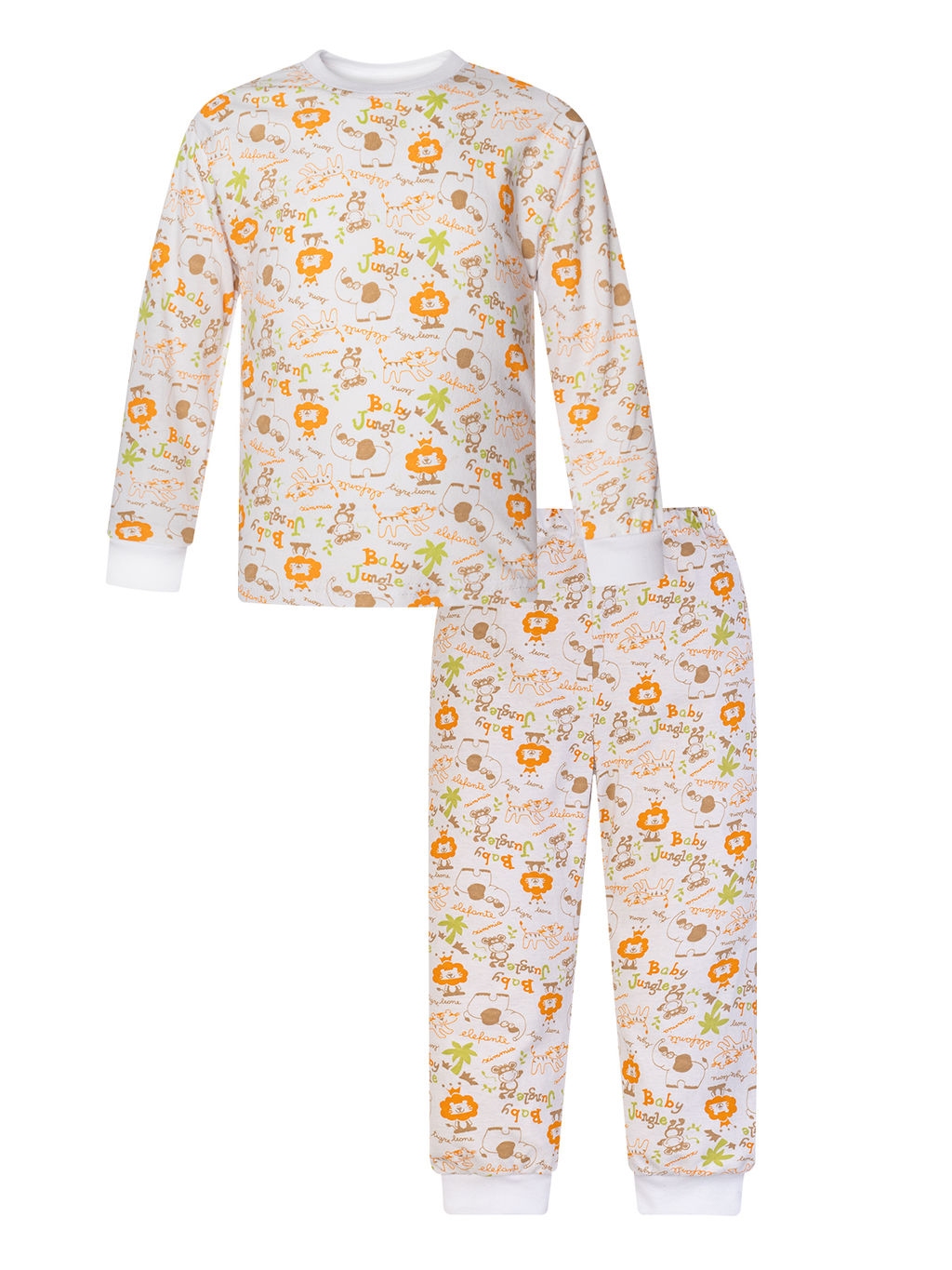 Пижама детская молочная с принтом джунгли