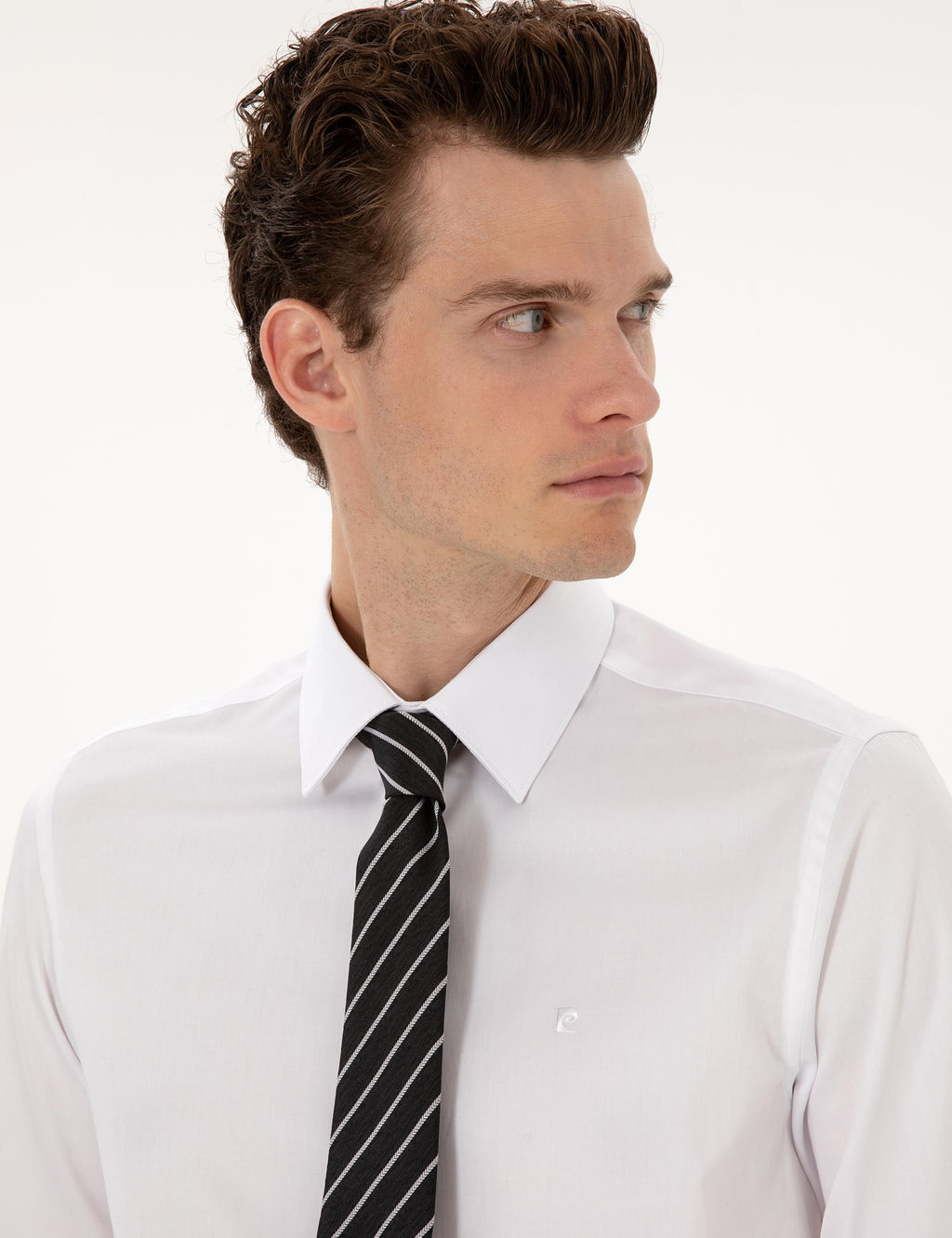 Beyaz Slim Fit Uzun Kollu Basic G_mlek