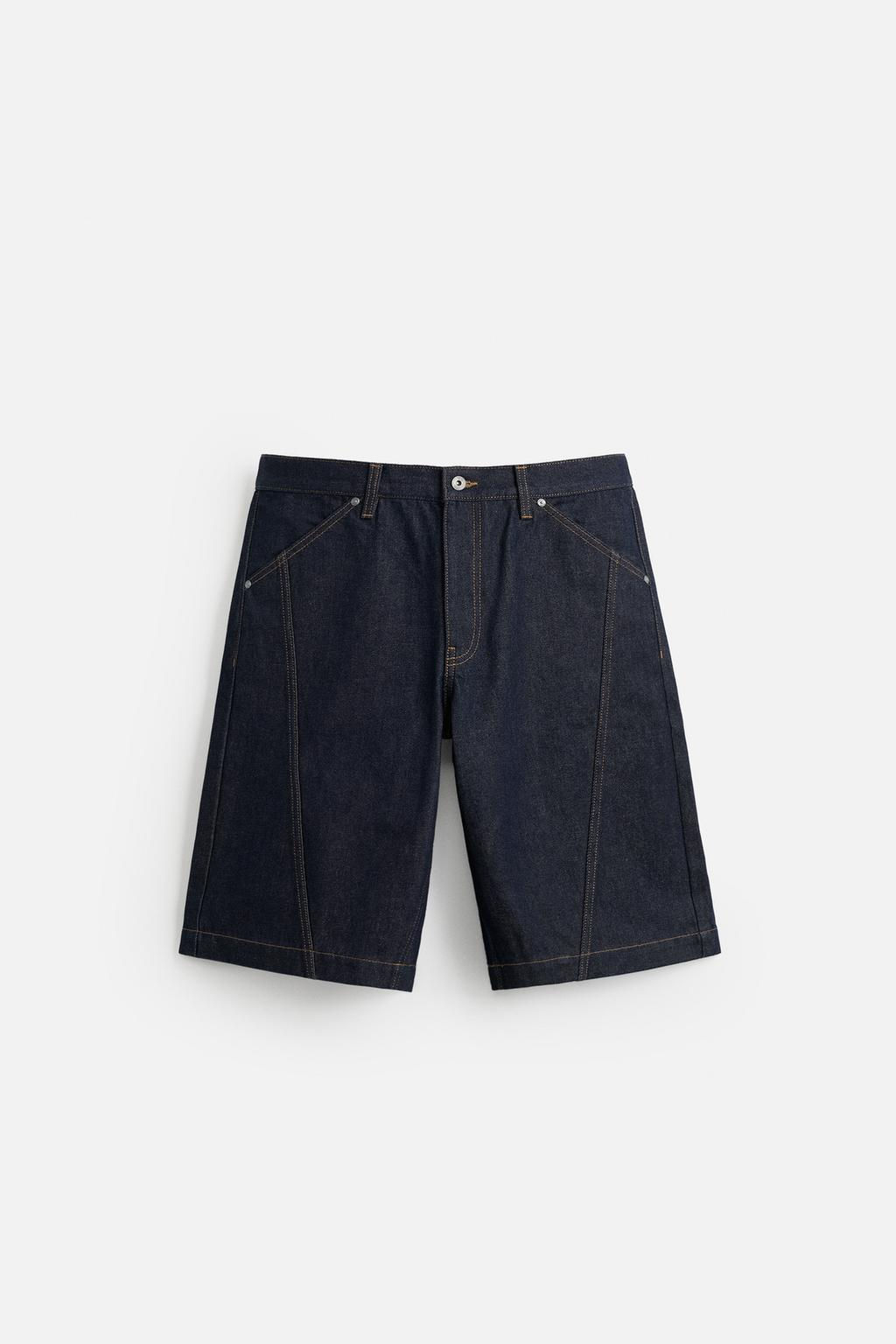 BAGGY FIT DENIM BERMUDA SHORTS WITH STITCHING - Zara фото 6