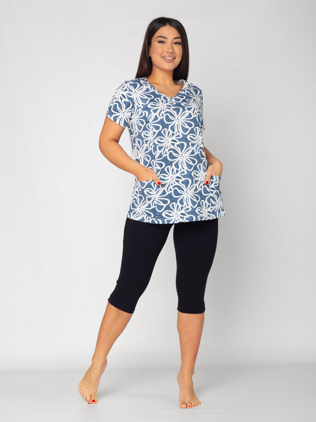 Костюм женский кулирка кабартма с бриджами АВГУСТИНА ИНДИГО - Домтрик фото 4