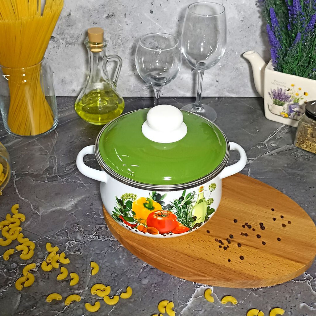 Кастрюля 2,0л конич. белосн. Европейская кухня 1с45я