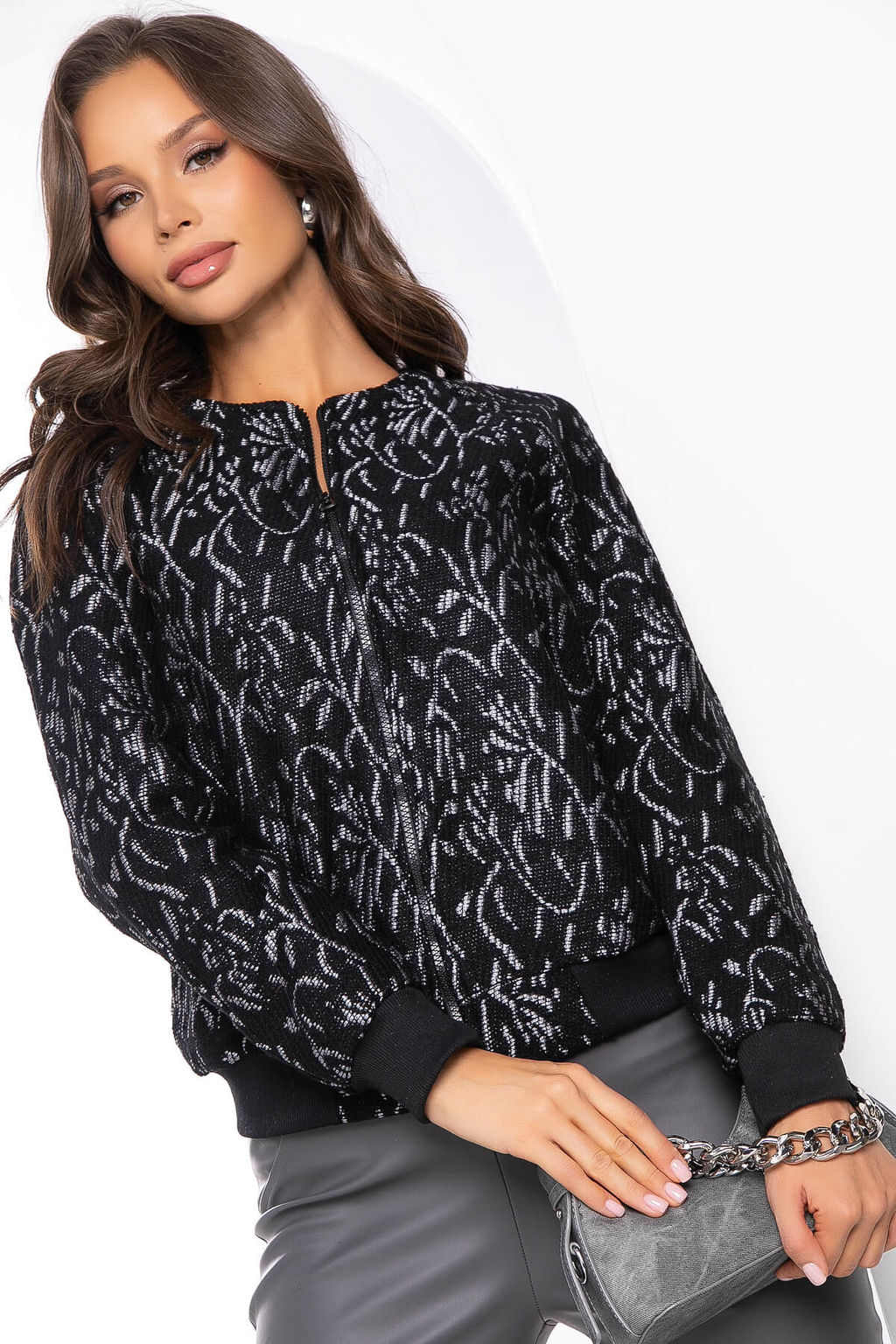 Бомбер на молнии (черный) Б8289 - Lt collection фото 4