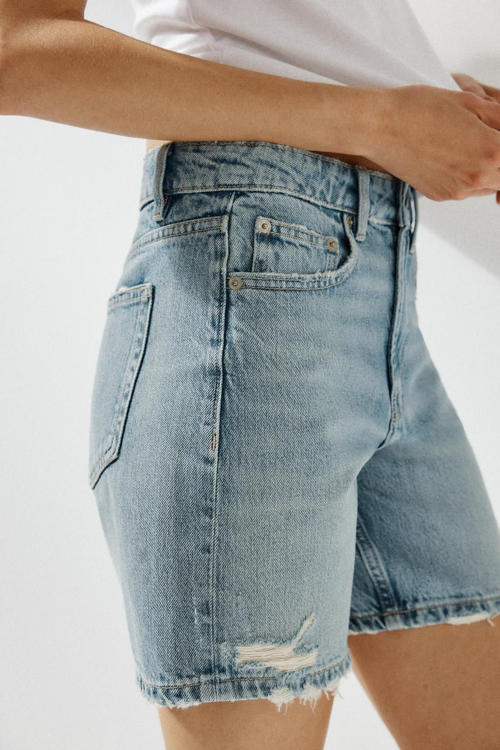 TRF MID-WAIST DENIM BERMUDA SHORTS - Zara фото 4