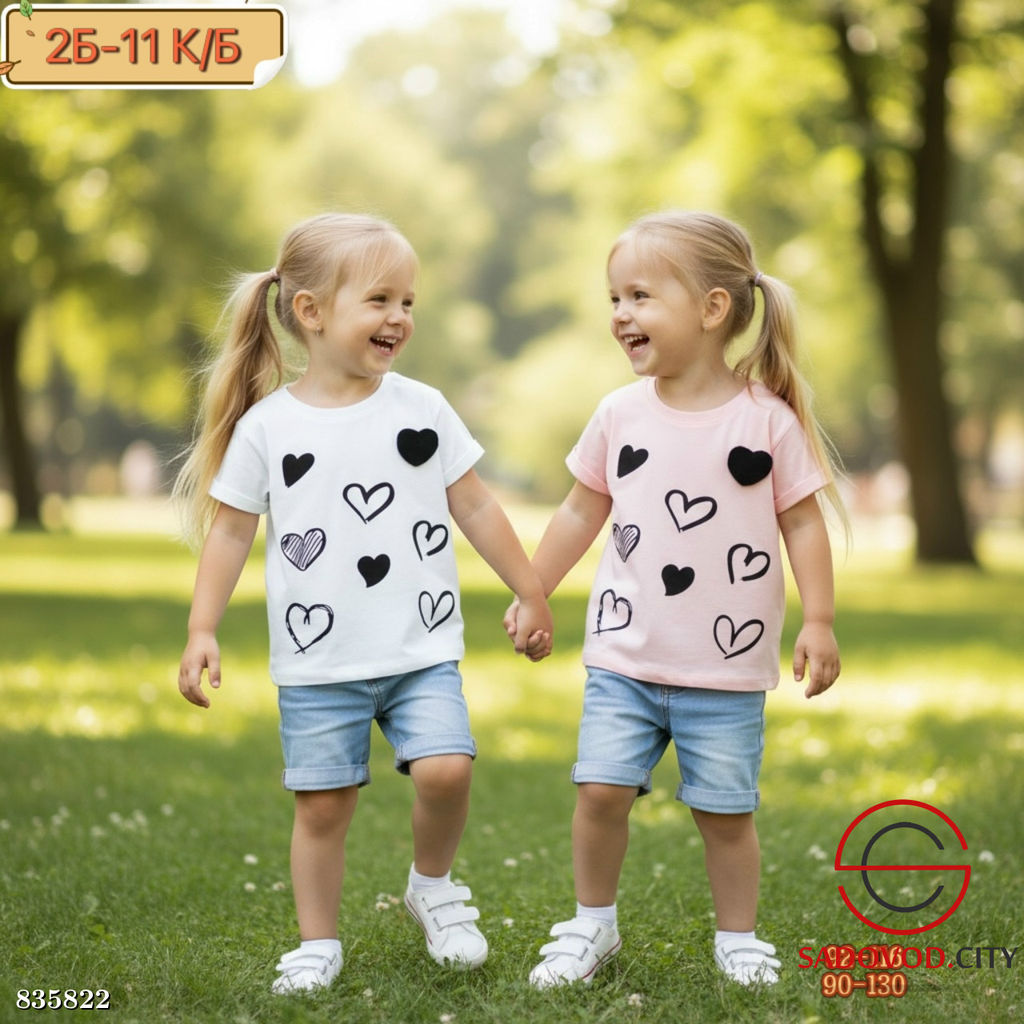 Футболка детская с сердцами