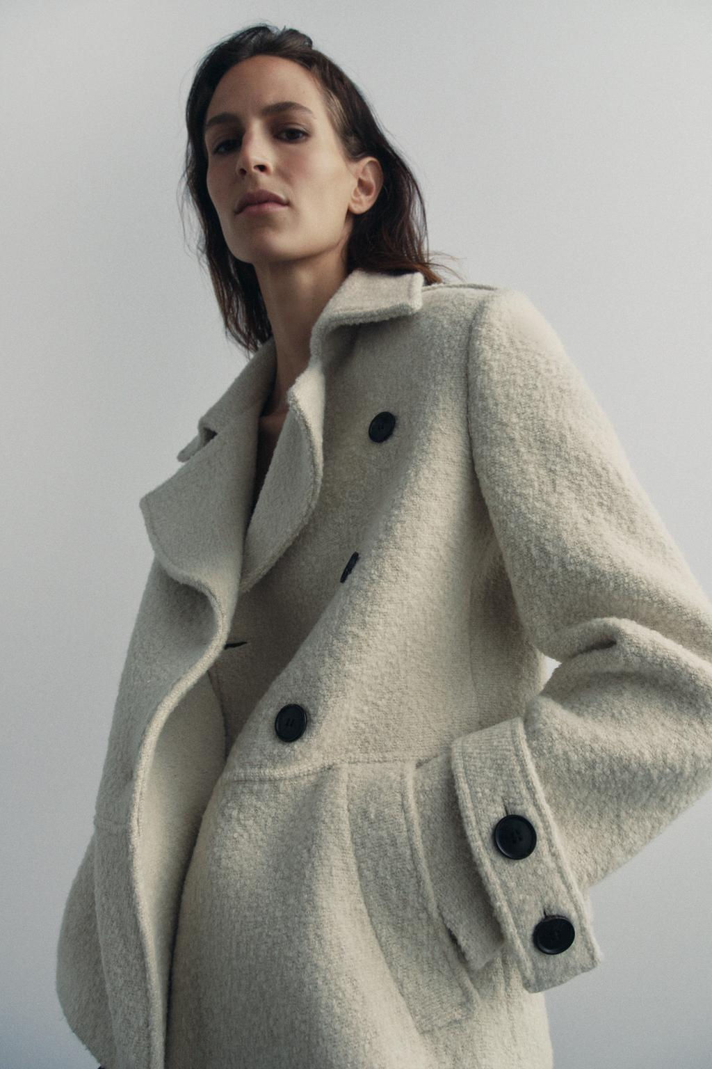 ZW COLLECTION BOUCLE WOOL COAT - Zara фото 5