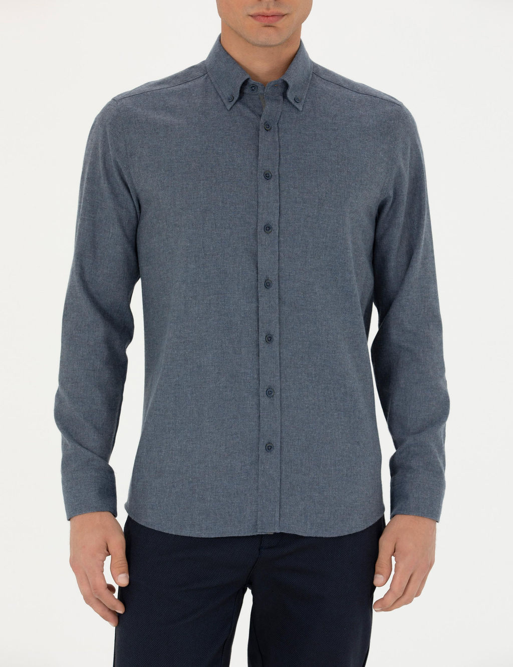 Рубашка Pierre Cardin Regular Fit темно-синяя с длинным рукавом