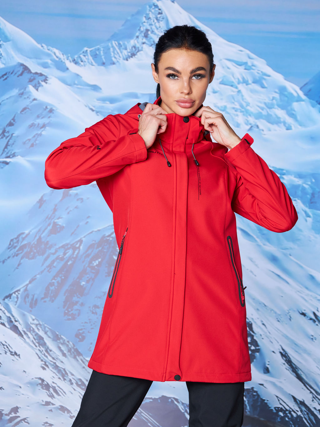 Женская парка виндстопер софтшелл на флисе Azimuth Стихия Неба 124/22956_703 Красный  фото 13