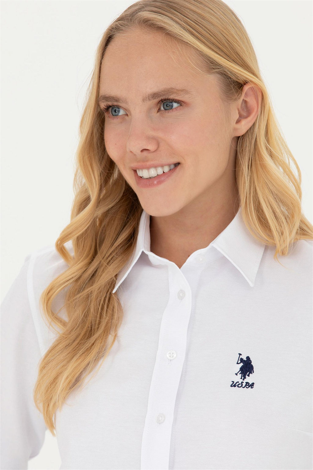 Женская белая базовая рубашка с длинным рукавом - U.s. polo assn фото 2