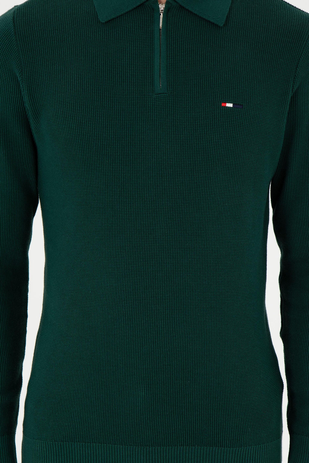 Erkek Regular Fit Yar_m Fermuarl_ Koyu Ye_il Basic Kazak - U.s. polo assn фото 6