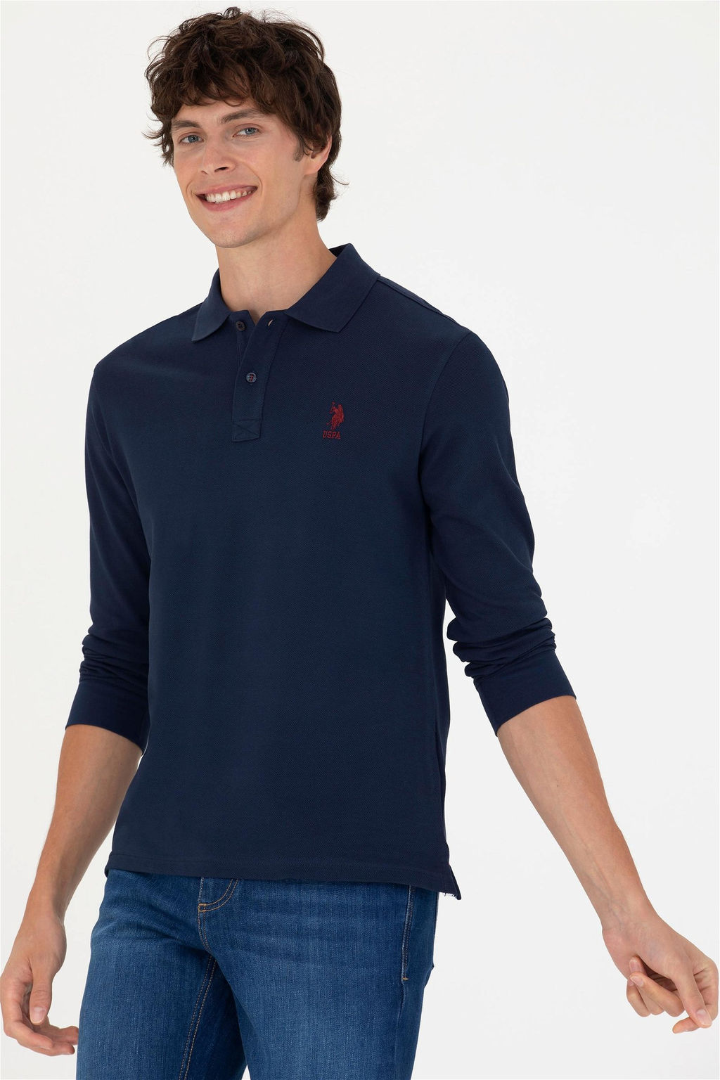 U. S. Polo Assn Мужская темно-синяя базовая толстовка с воротником-поло - U.s. polo assn фото 10