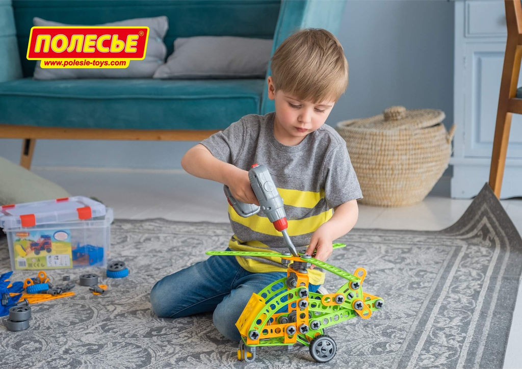 Конструктор Изобретатель - Трактор-погрузчик №1 (142 элемента) + шуруповёрт (в контейнере) - Полесье фото 10