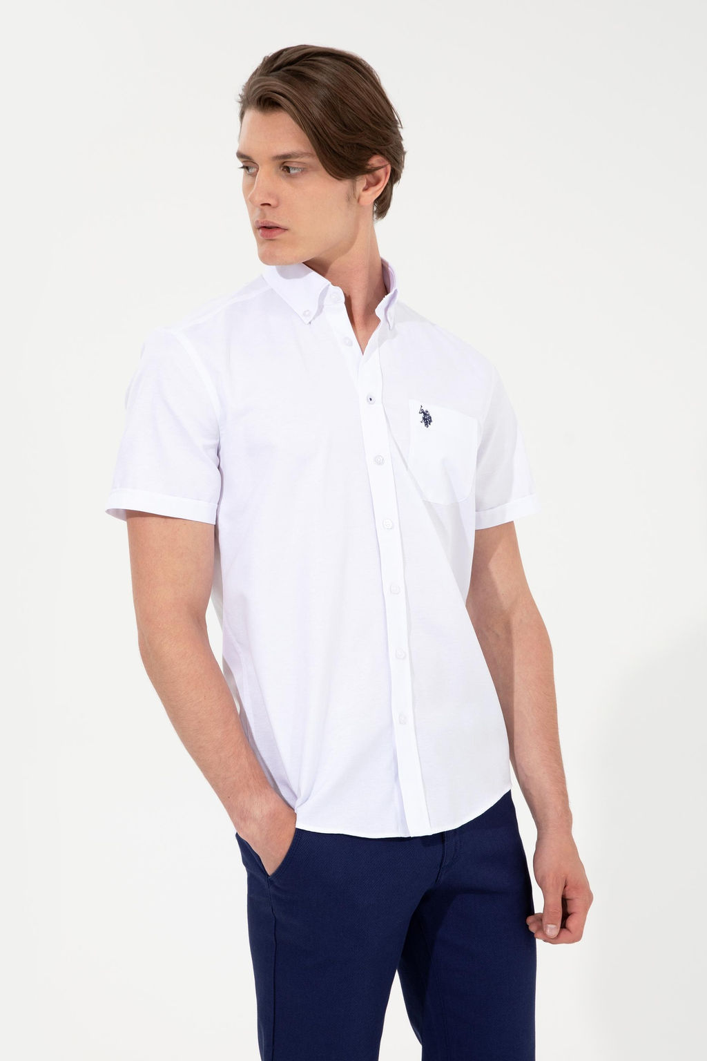 Мужская белая рубашка с коротким рукавом - U.s. polo assn фото 3