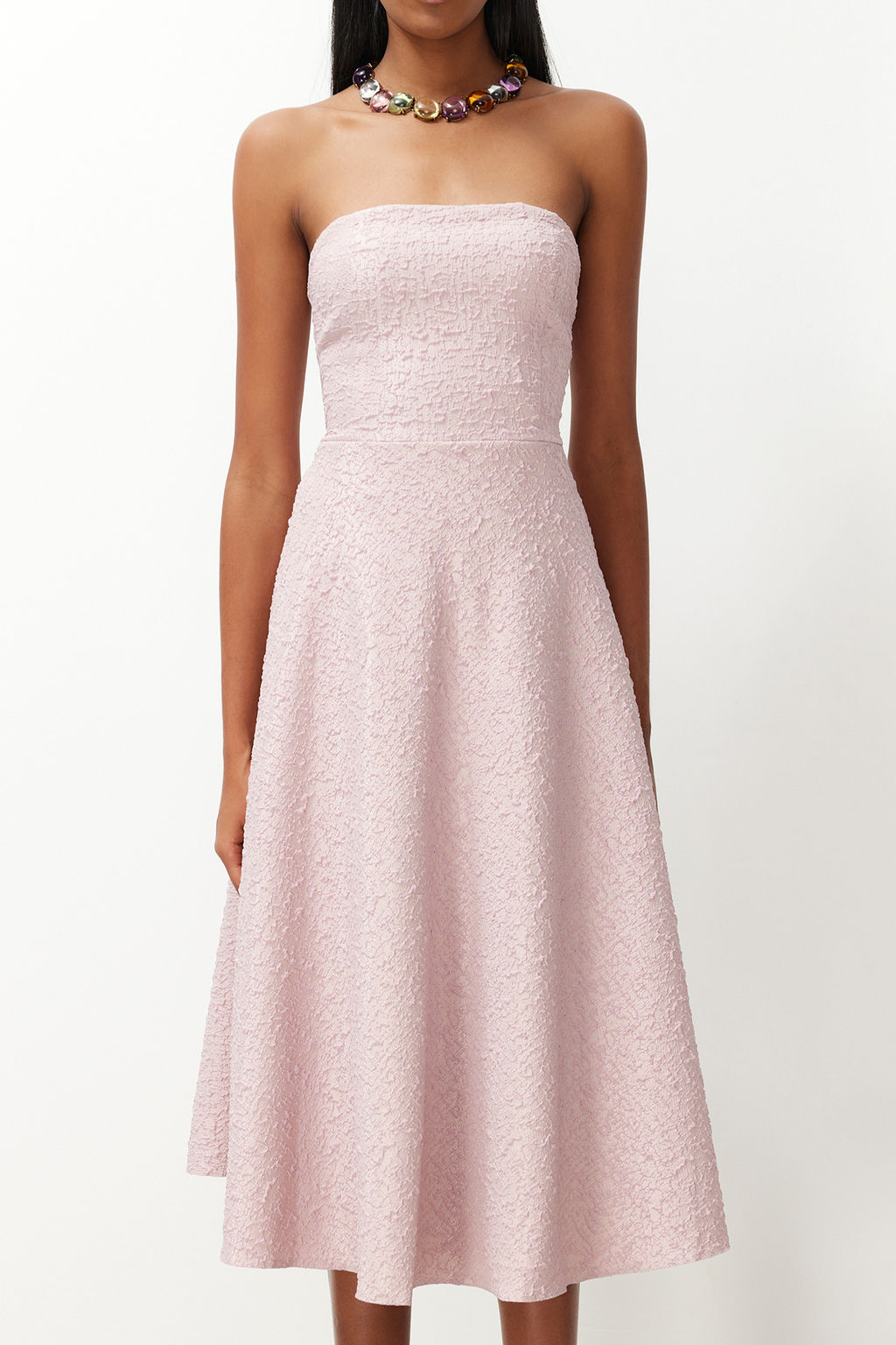 TRENDYOLMILLA Pudra A-Kesim Dokuma S?k Abiye Elbise TPRSS24EL00160 фото 4