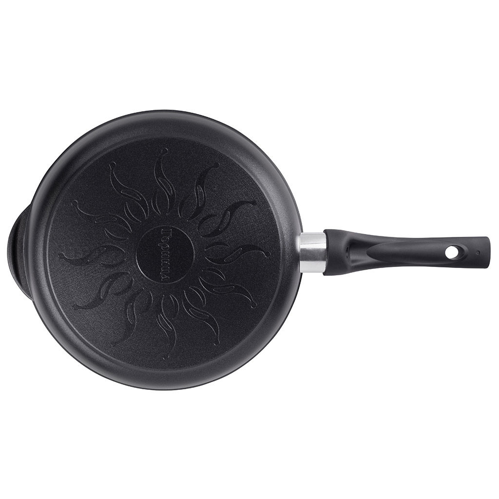 Сковорода с тефлоновым покрытием д28см Классик, h5,5см, s0,4см, ручка из термостойкого пластика, стеклянная крышка с пароотводом, подарочная упаковка (Россия) - Домашняя мода фото 4