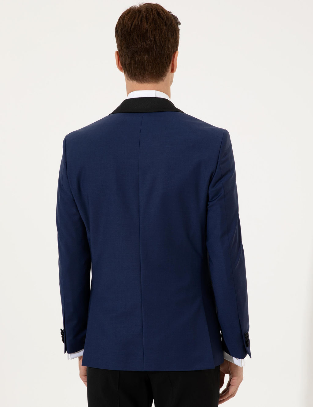 Светло-темно-синий приталенный пиджак-смокинг - Cacharel фото 5