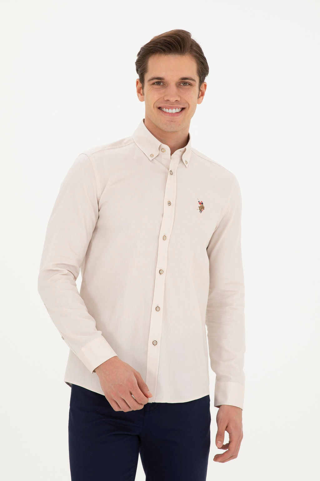 Мужская базовая рубашка с длинным рукавом Stone - U.s. polo assn фото 3