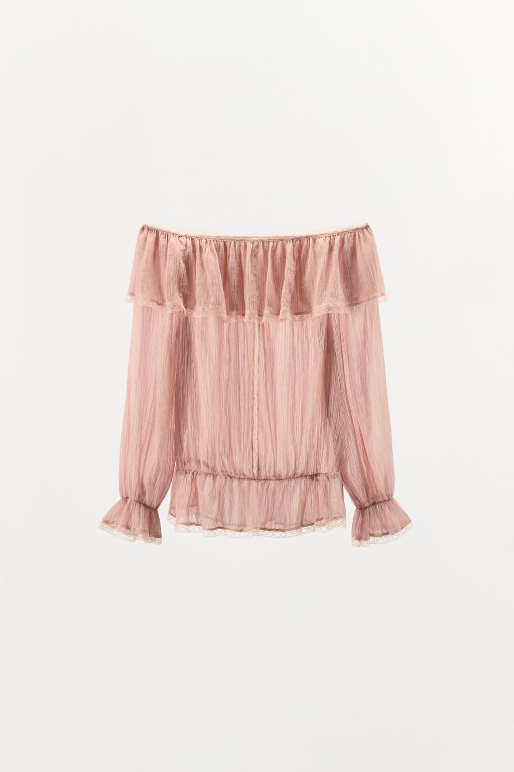 COLD SHOULDER BIB SHIRT - Zara фото 5