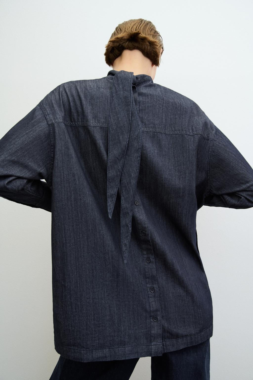 ZW COLLECTION SHIRT WITH TIE AND BUTTONS - Zara фото 5