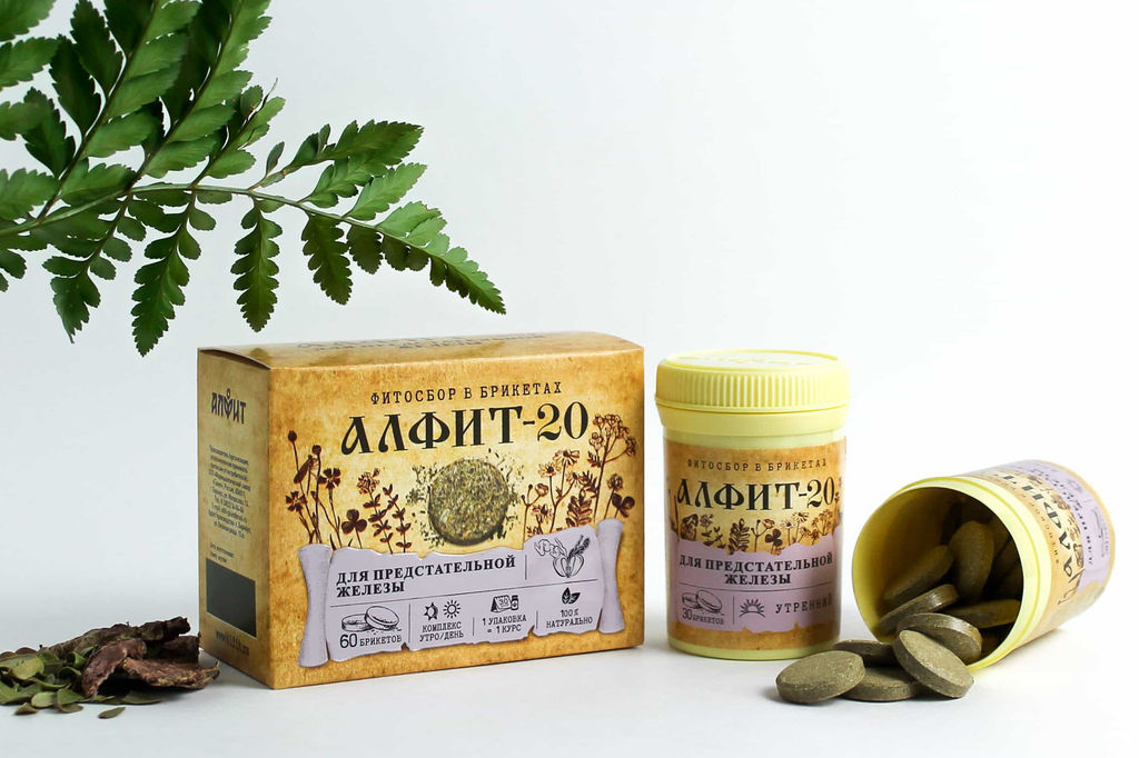 Алфит-20 для предстательной железы БАД в брикетах Алфит 1202