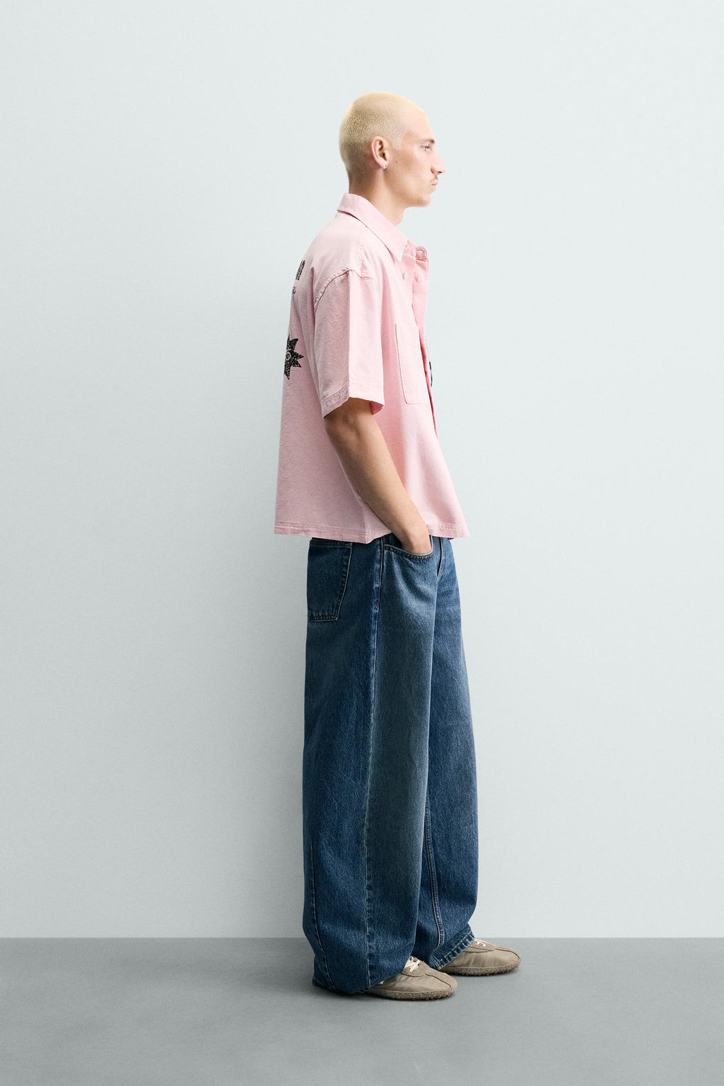 CAMISA RELAXED FIT COMBINADA / Rosa - Zara фото 4
