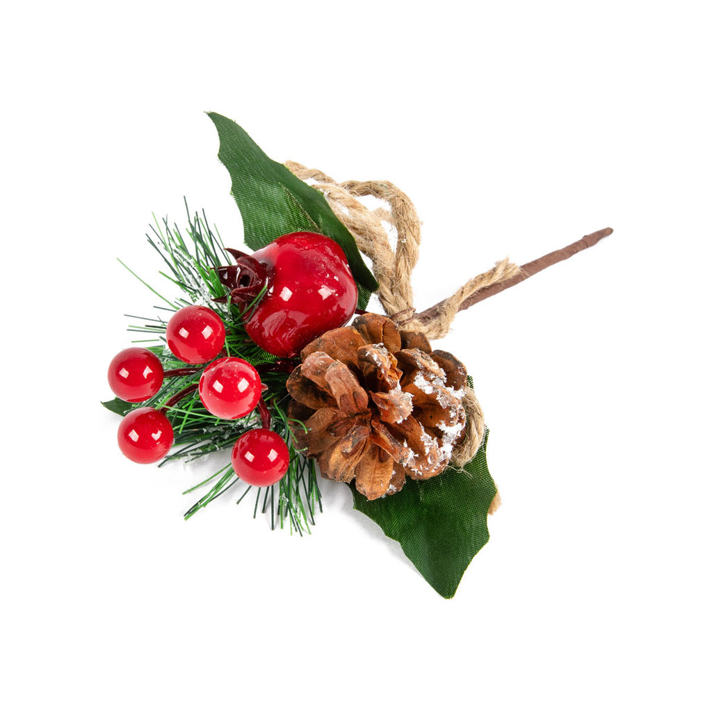 Blumentag VDF-129 Веточка хвойная с шишкой и ягодами 3 х 1 шт. 19 см 01  фото 3
