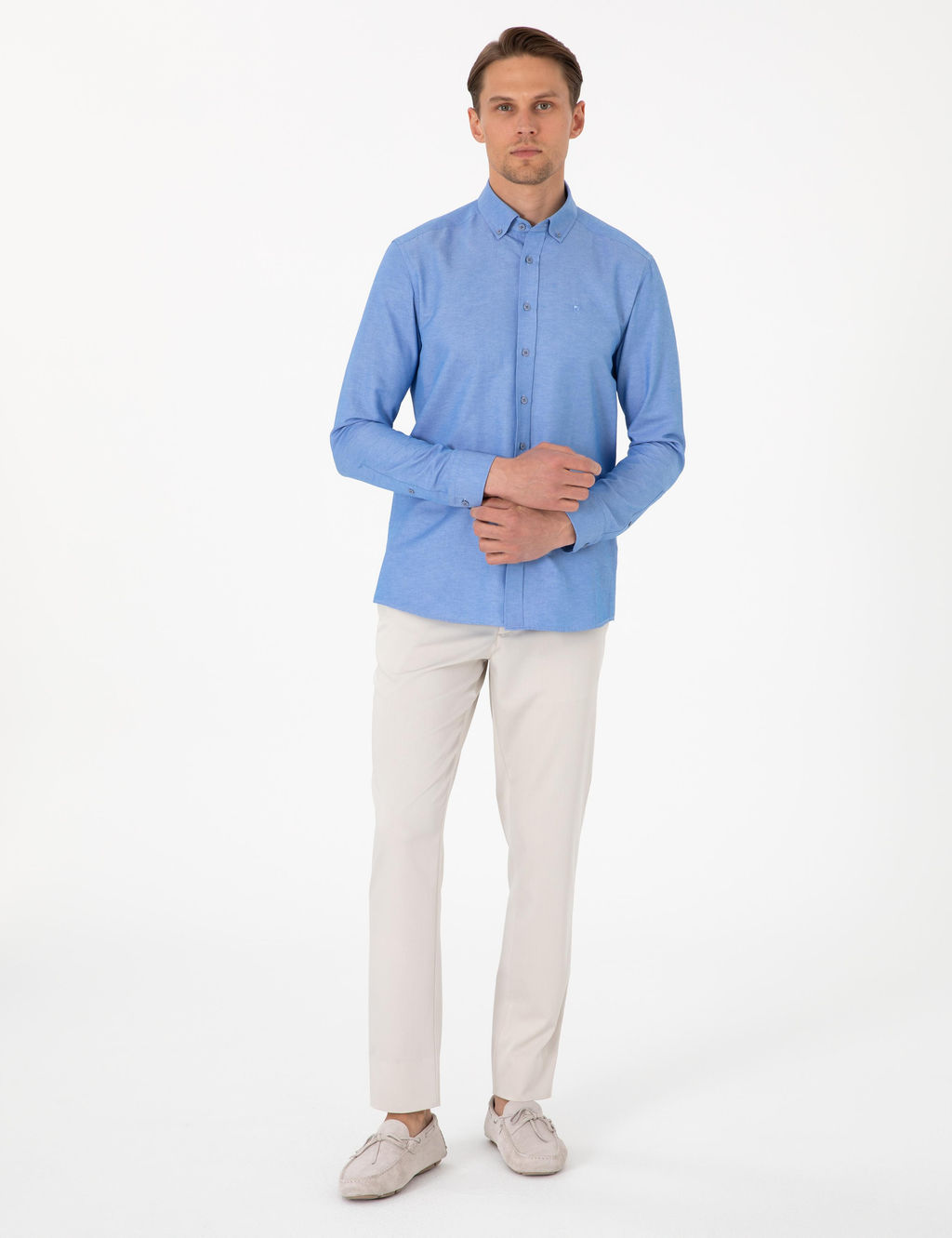 Mavi Oxford Slim Fit Kolay _t_lenebilir G_mlek - Pierre cardin фото 4