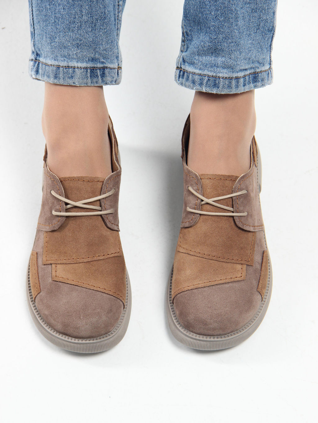 Полуботинки туфли EDART 205.патриция ka. серо-корич светло-коричневая замша фото 3