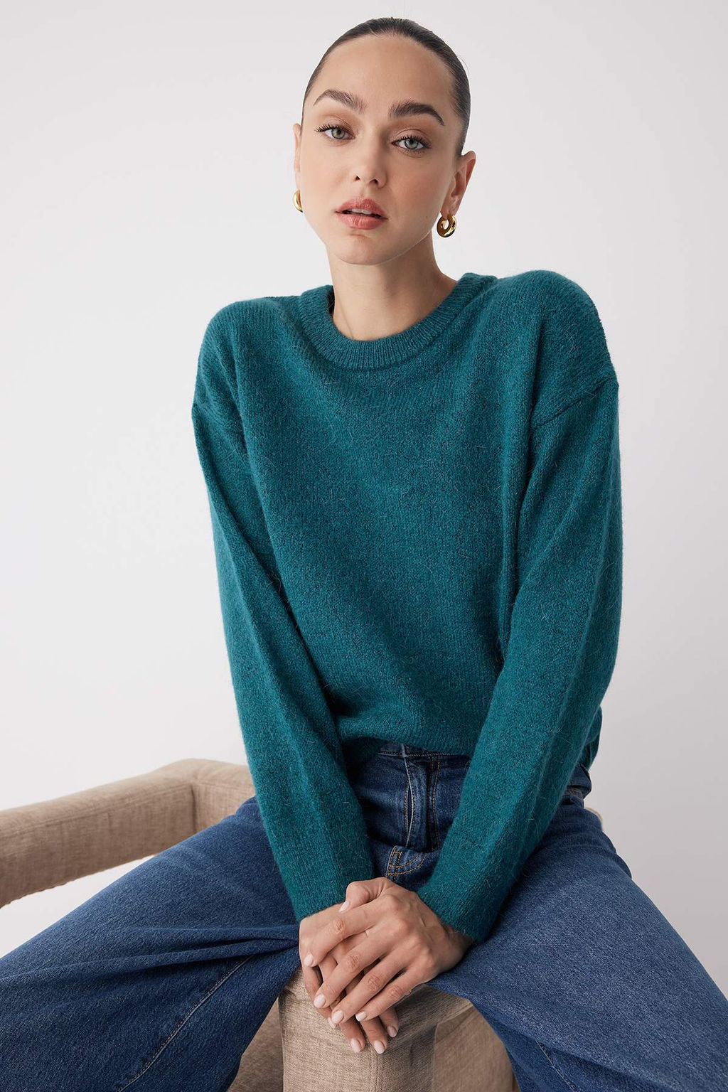 More Sustainable Lacivert Alpaka Yun Kar?s?ml? Triko Kazak|TWOAW26KZ00001 - Trendyolmilla фото 9