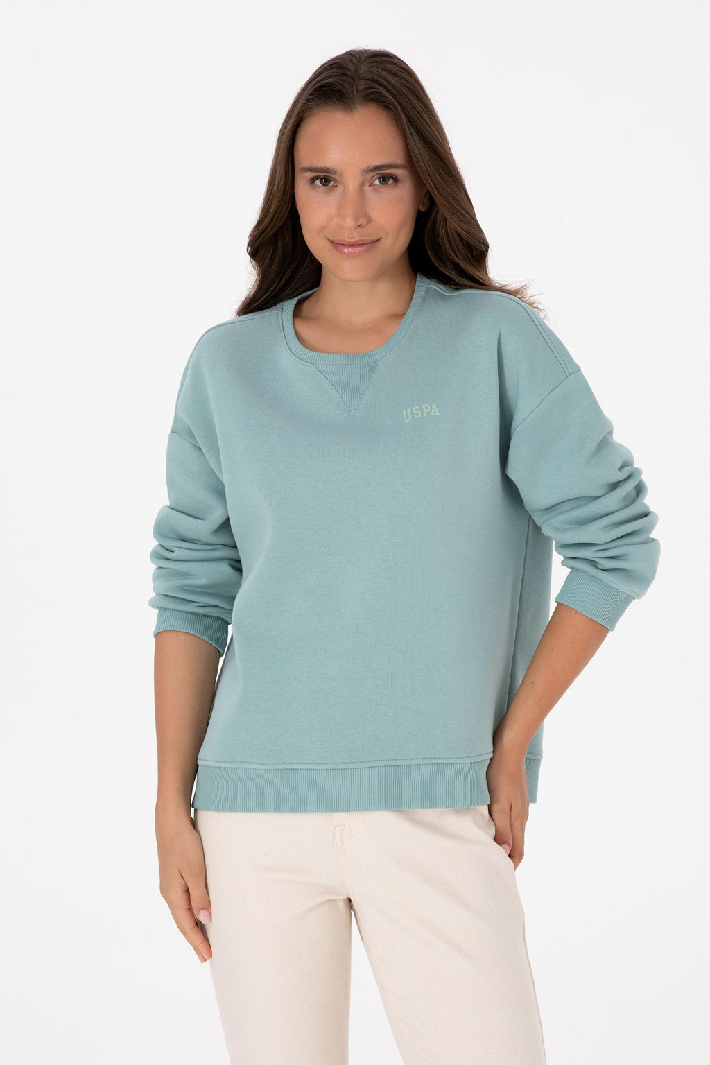 Kad_n Mint _ardonlu Bisiklet Yaka Basic Sweatsh_rt