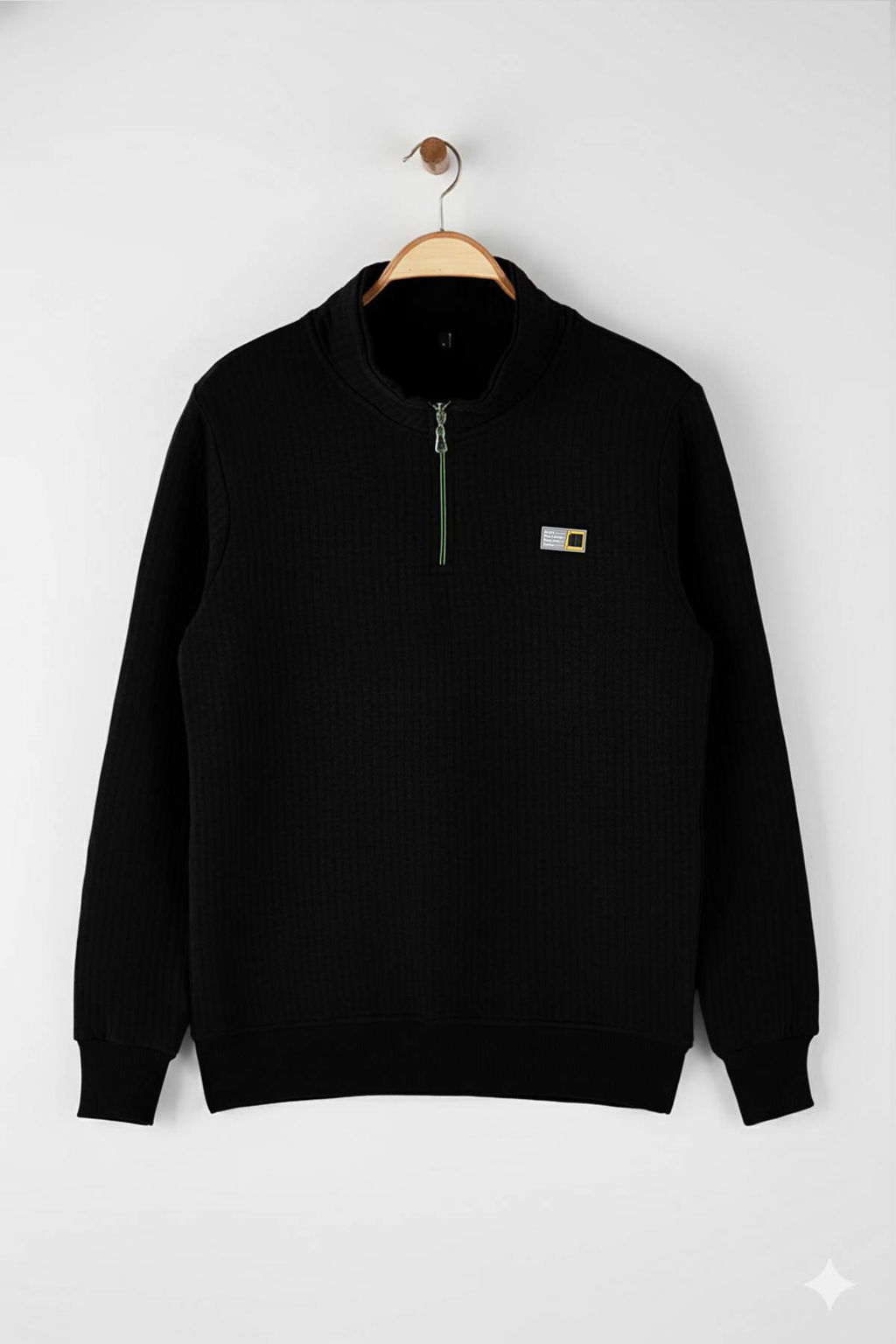 Siyah Regular/Normal Kesim Dokulu Etiket Detayl? Fermuarl? Sweatshirt TMNAW26SW00062 - Trendyolmilla фото 5