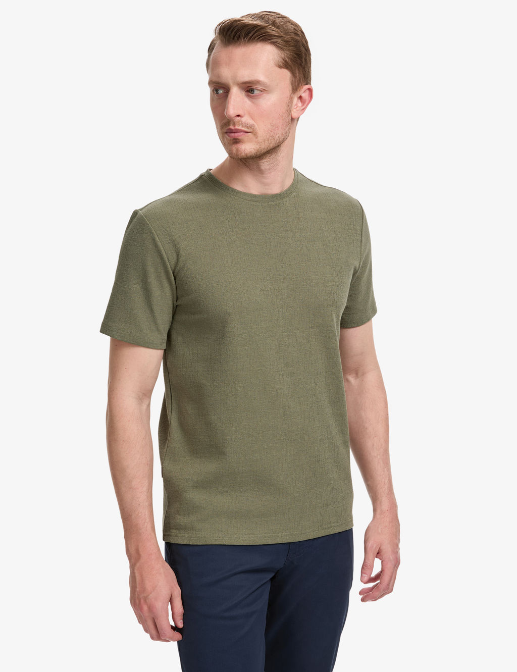 Haki Regular Fit Bisiklet Yaka Ti__rt