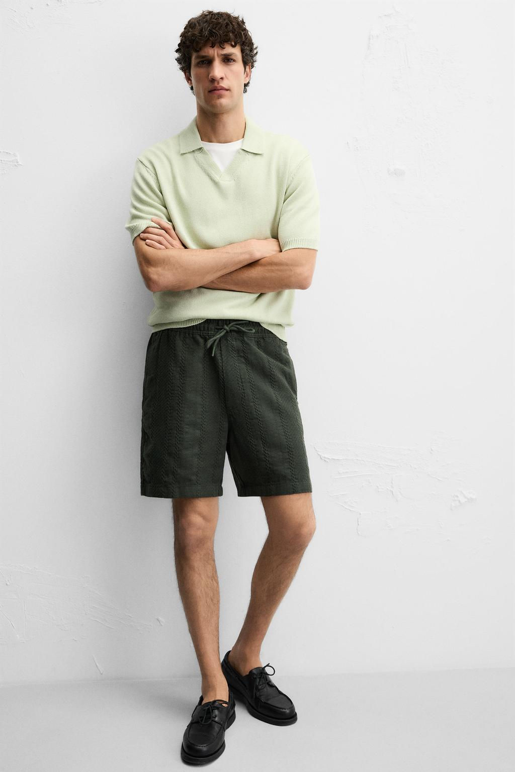 TEXTURED REGULAR FIT BERMUDA SHORTS - Zara фото 8