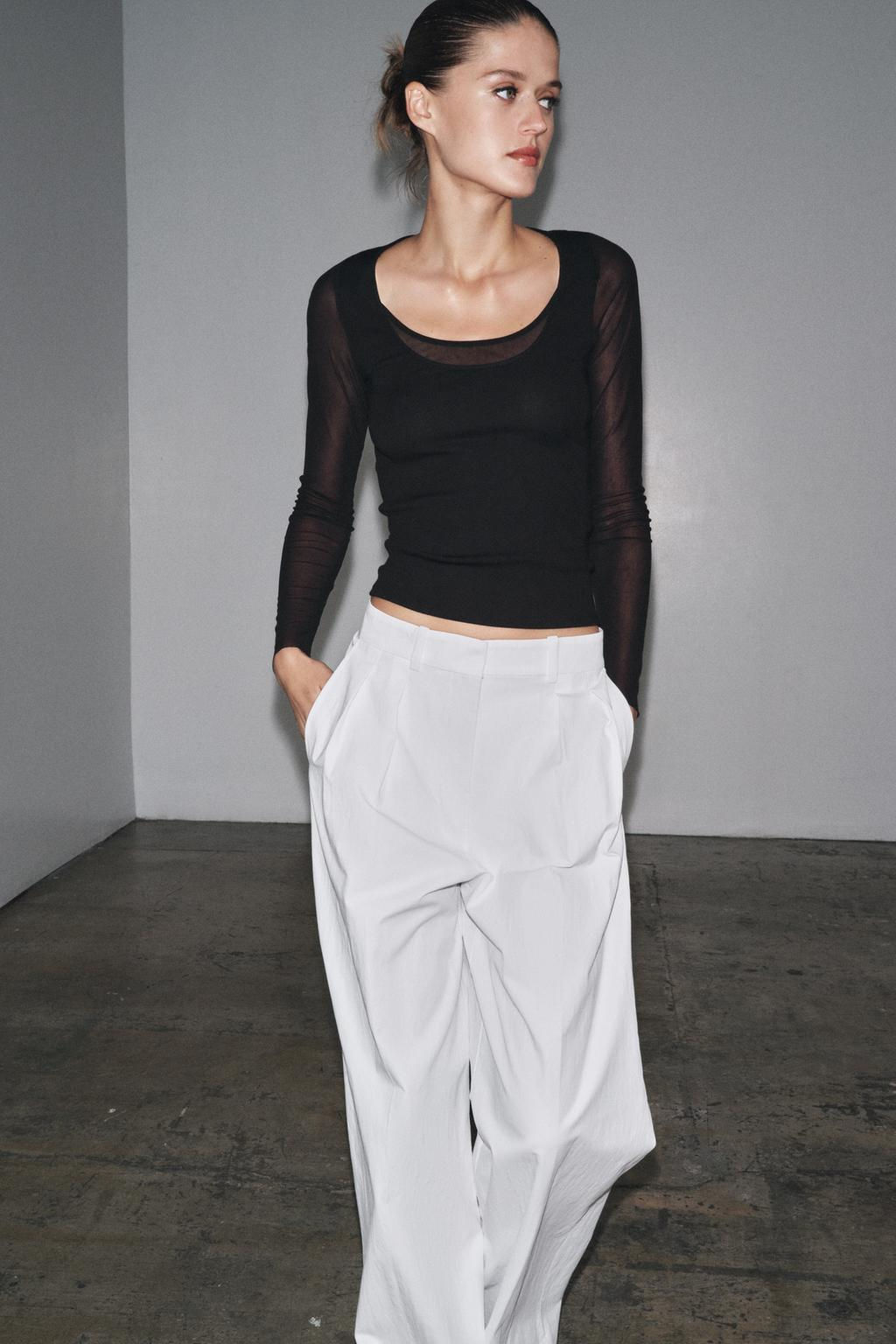SEMI-SHEER COMBINED T-SHIRT