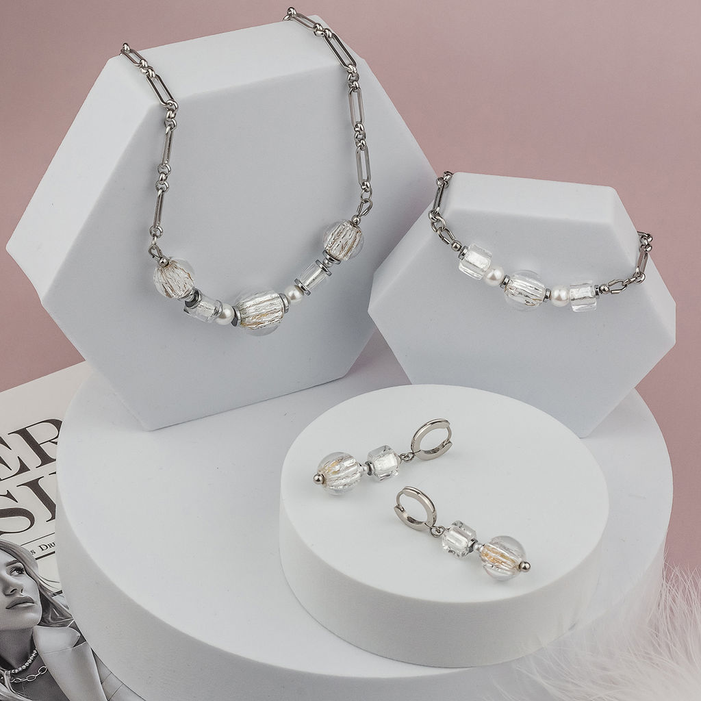 Серьги из муранского стекла WHITE BERRY LC3470