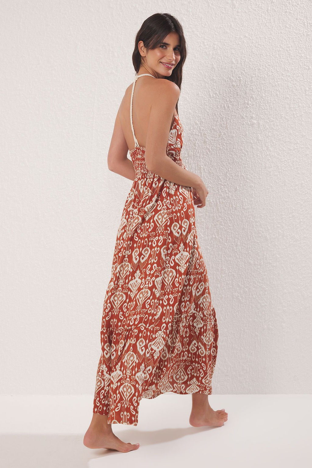 Trendyolmilla Haki Maxi Dokuma Plaj Elbise TBESS25EL00109