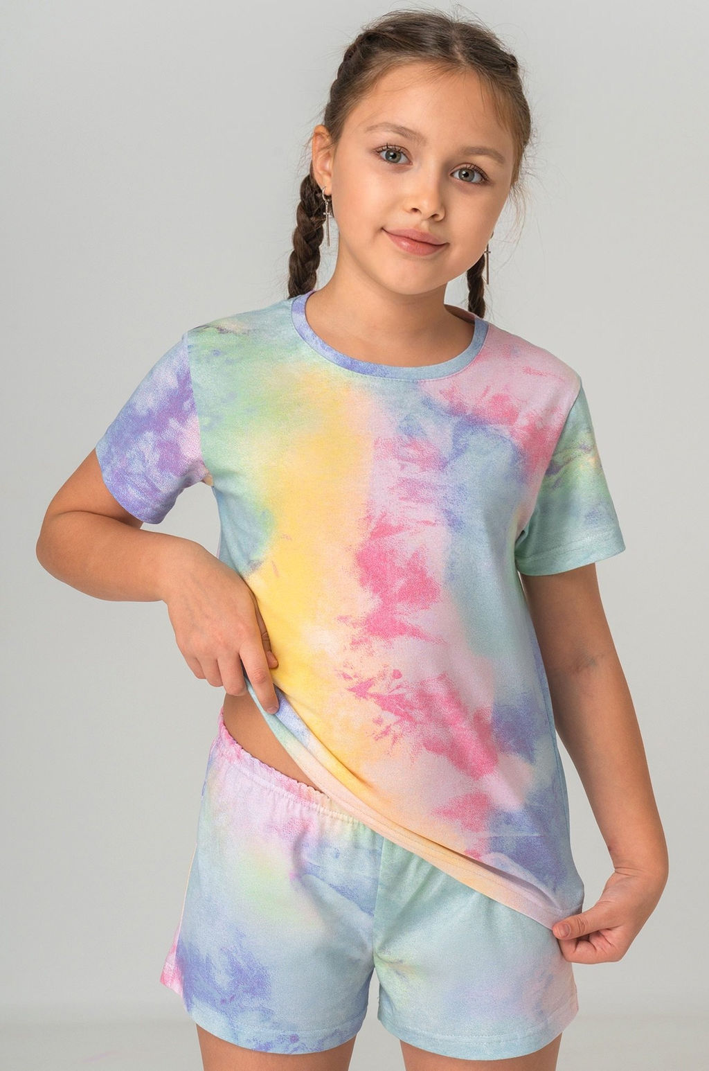 Хлопковая пижама для девочки с шортами Happyfox