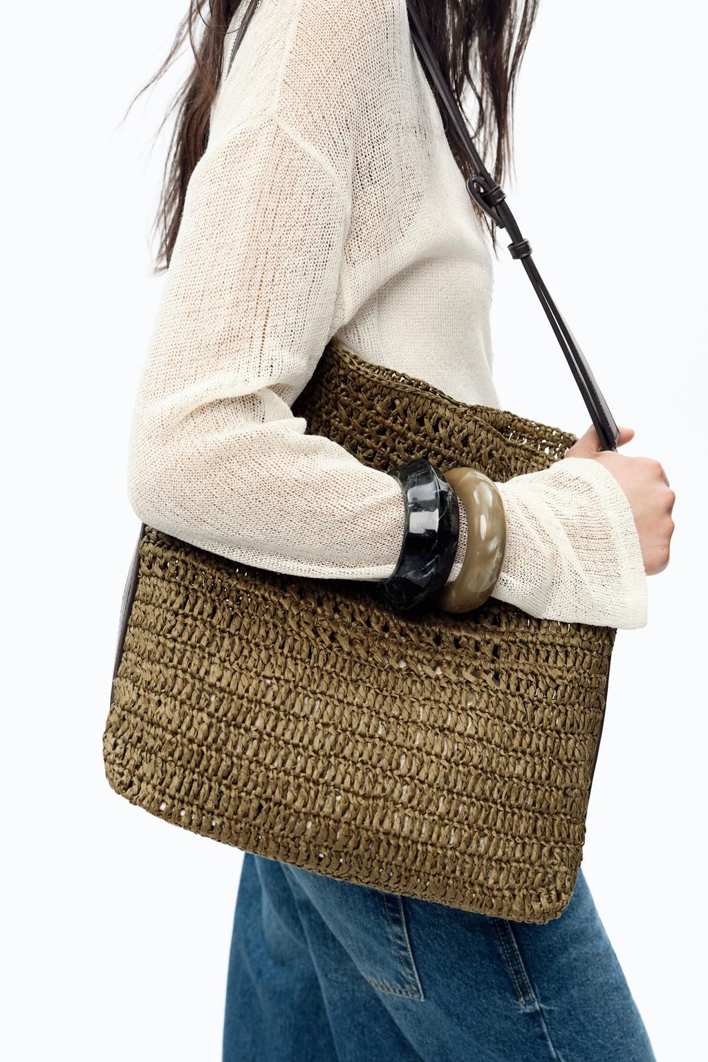 RAFFIA-EFFECT BUCKET BAG - Zara фото 2