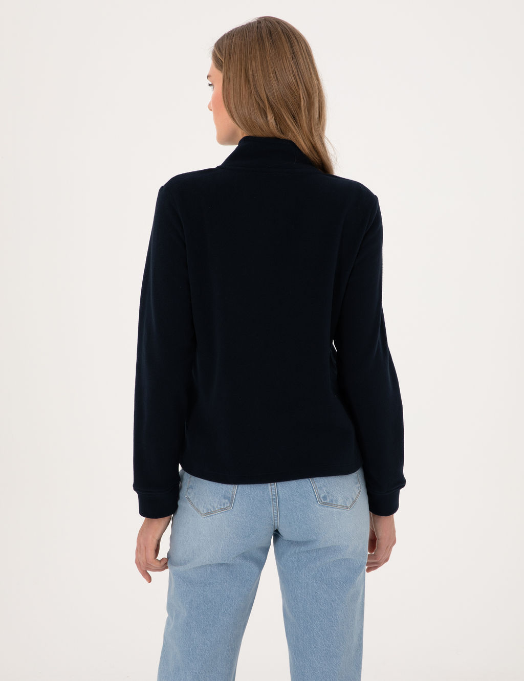 Lacivert Comfort Fit Fermuarl_ Polar Sweatshirt