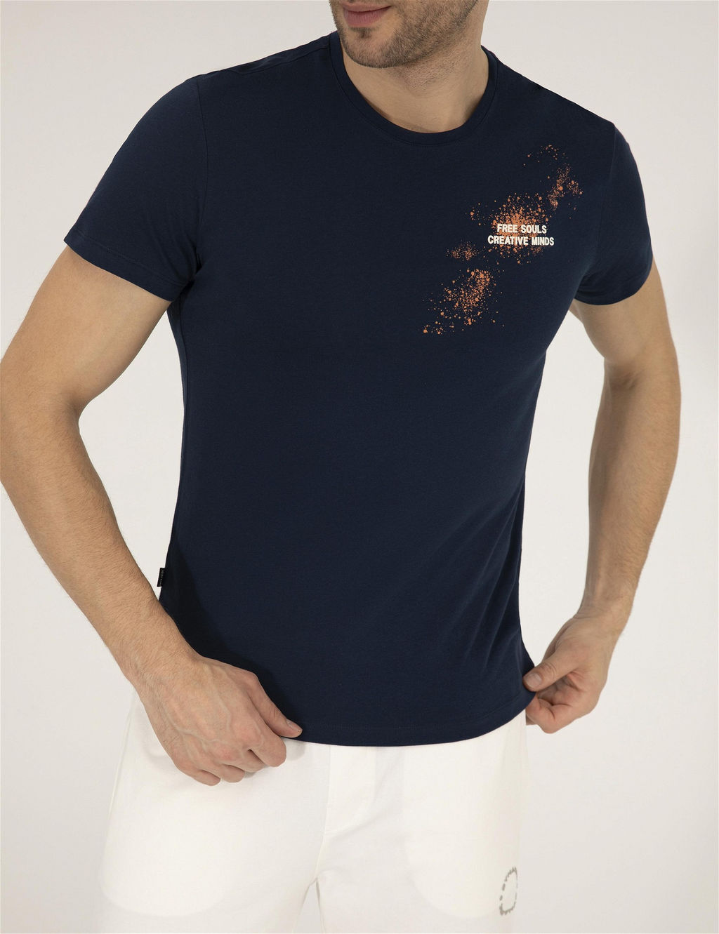 Lacivert Slim Fit Bask_l_ Bisiklet Yaka Ti__rt - Pierre cardin фото 6